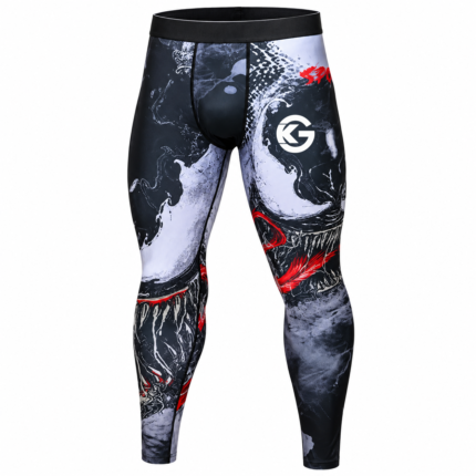 Red Venom Skull Martial Arts Spats – Men's BJJ & MMA Compression Leggings