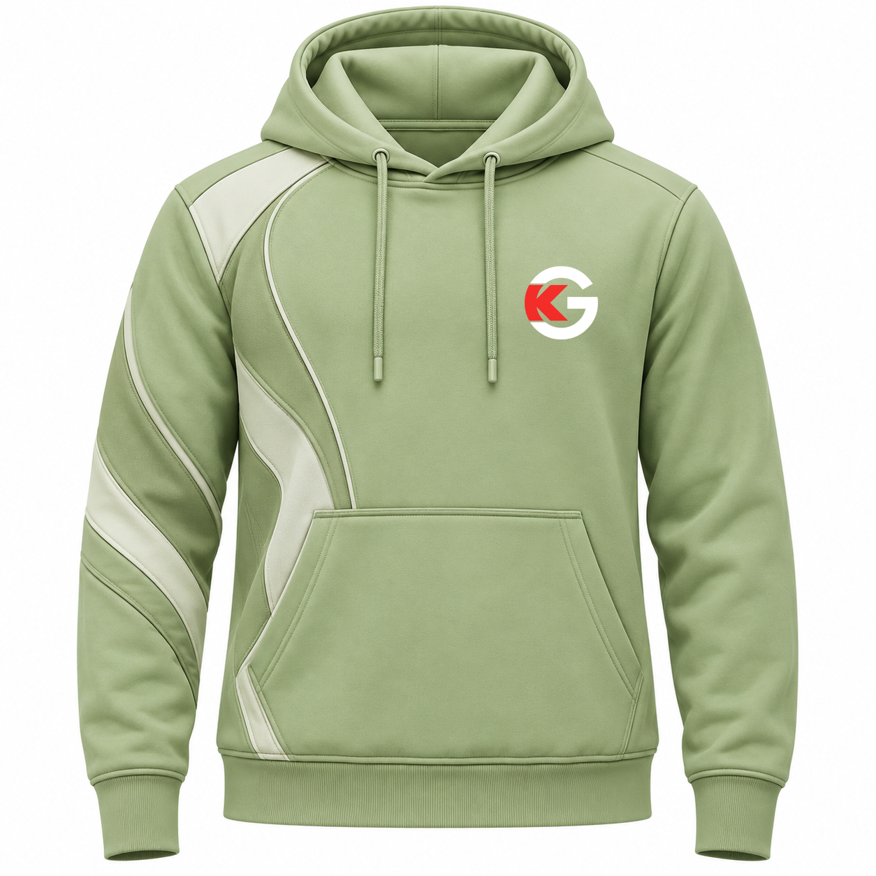 Sage Green Curved-Panel Hoodie Mockup